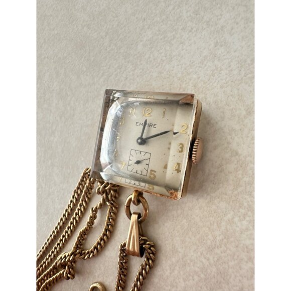 Antique Art Deco Seiko Empire 12kt gold filled Manual square timepiece necklace - Picture 3 of 12